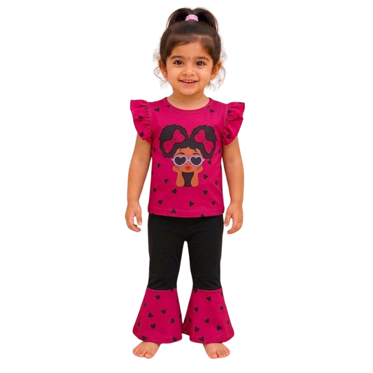 Premium Girls long pant T-Shirt Set Fit For Summer